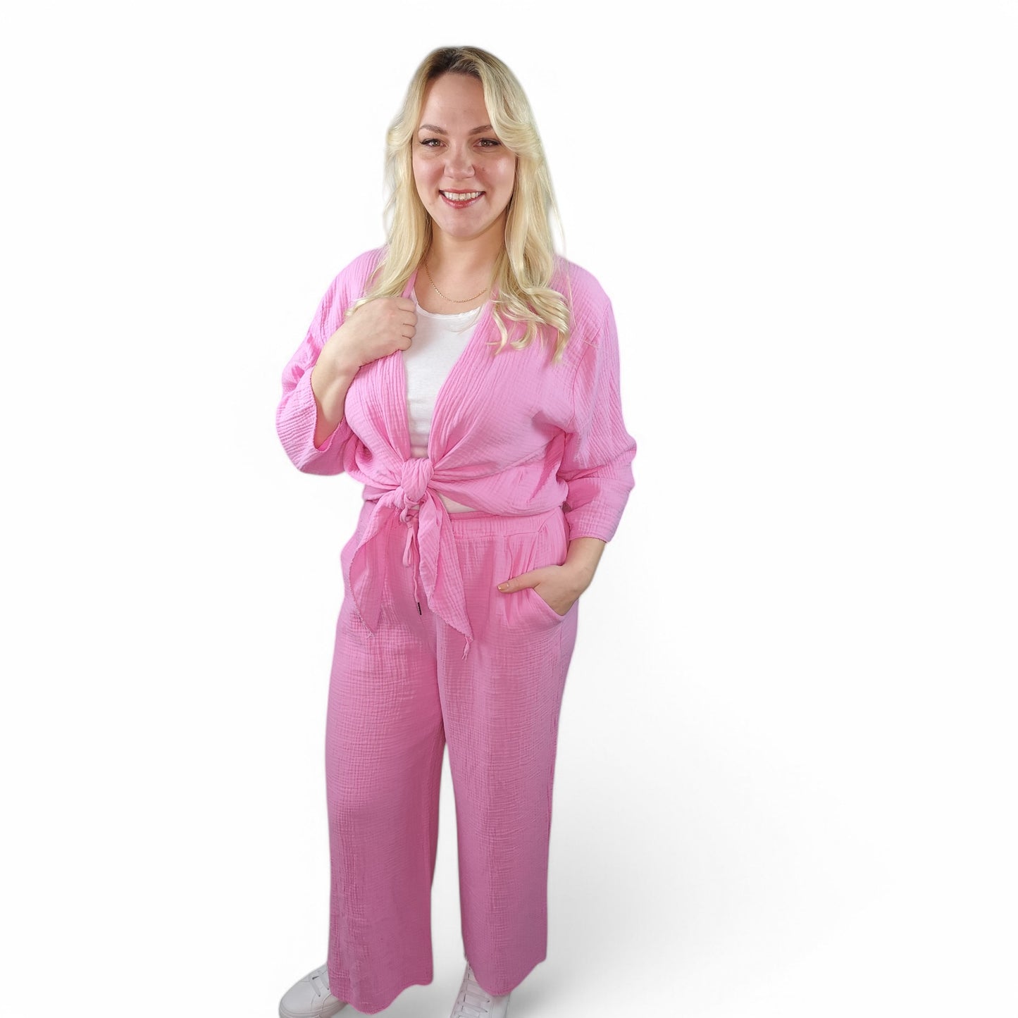 Musselin Zweiteiler in Rosa