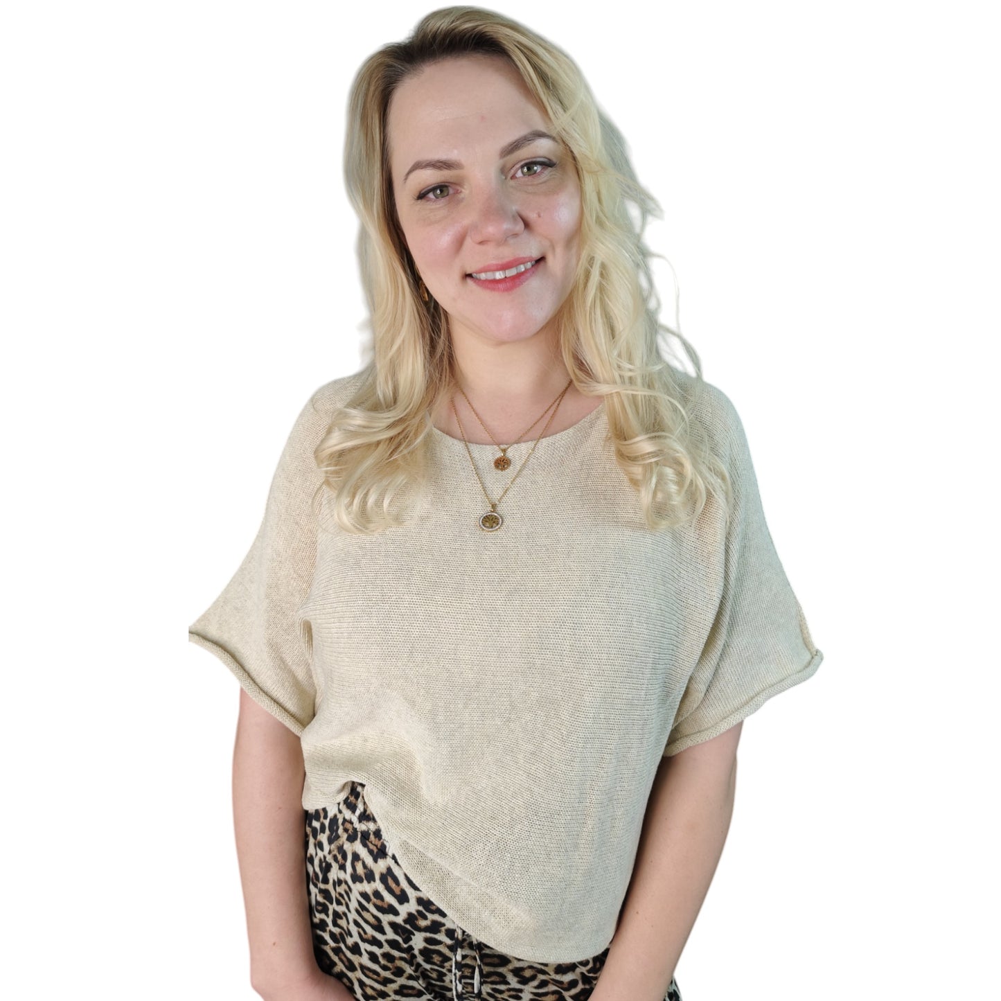 Oversize Feinstrick Shirt in Beige