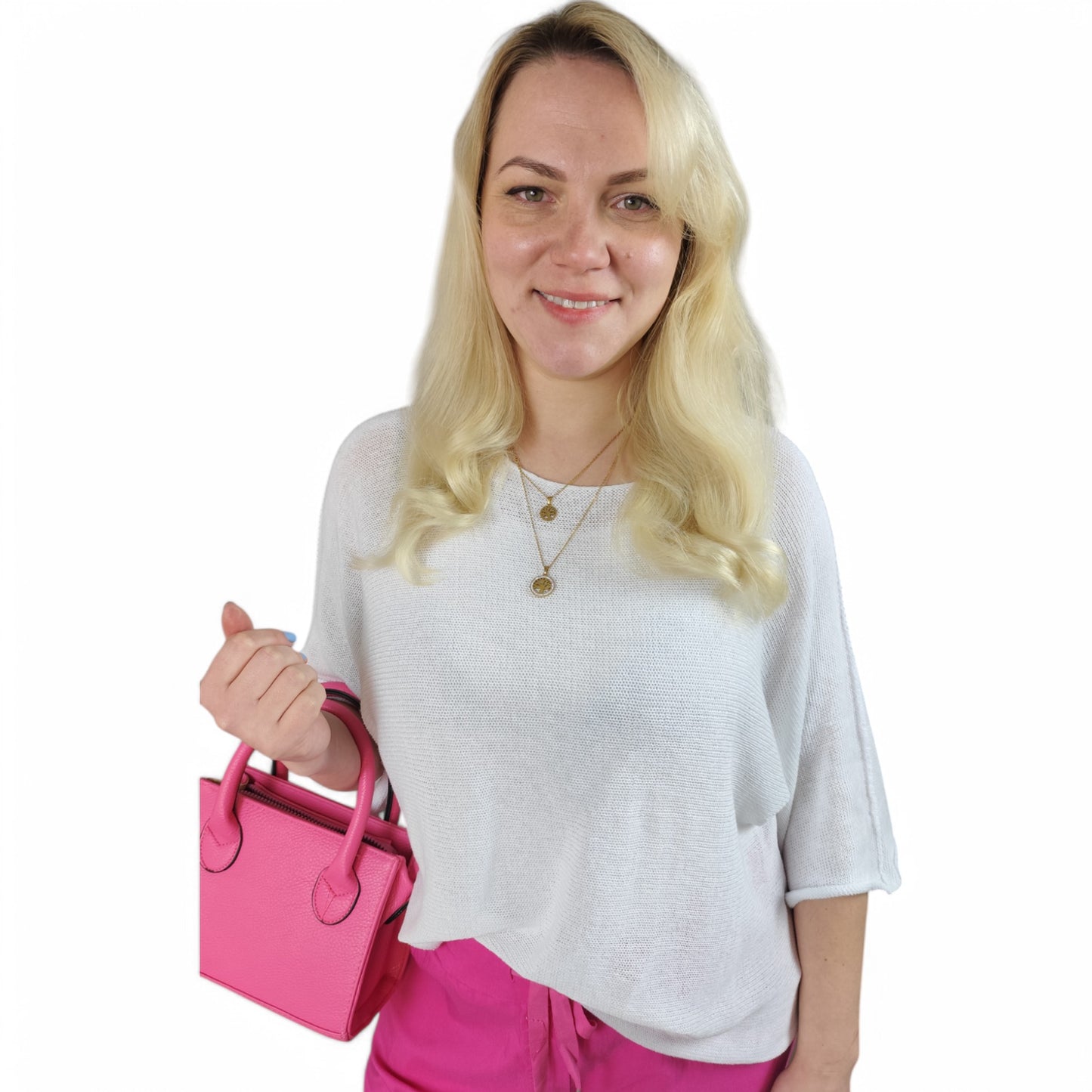 Oversize Feinstrick Shirt in Weiß