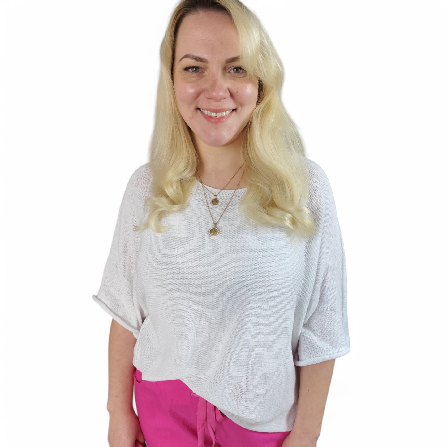 Oversize Feinstrick Shirt in Weiß