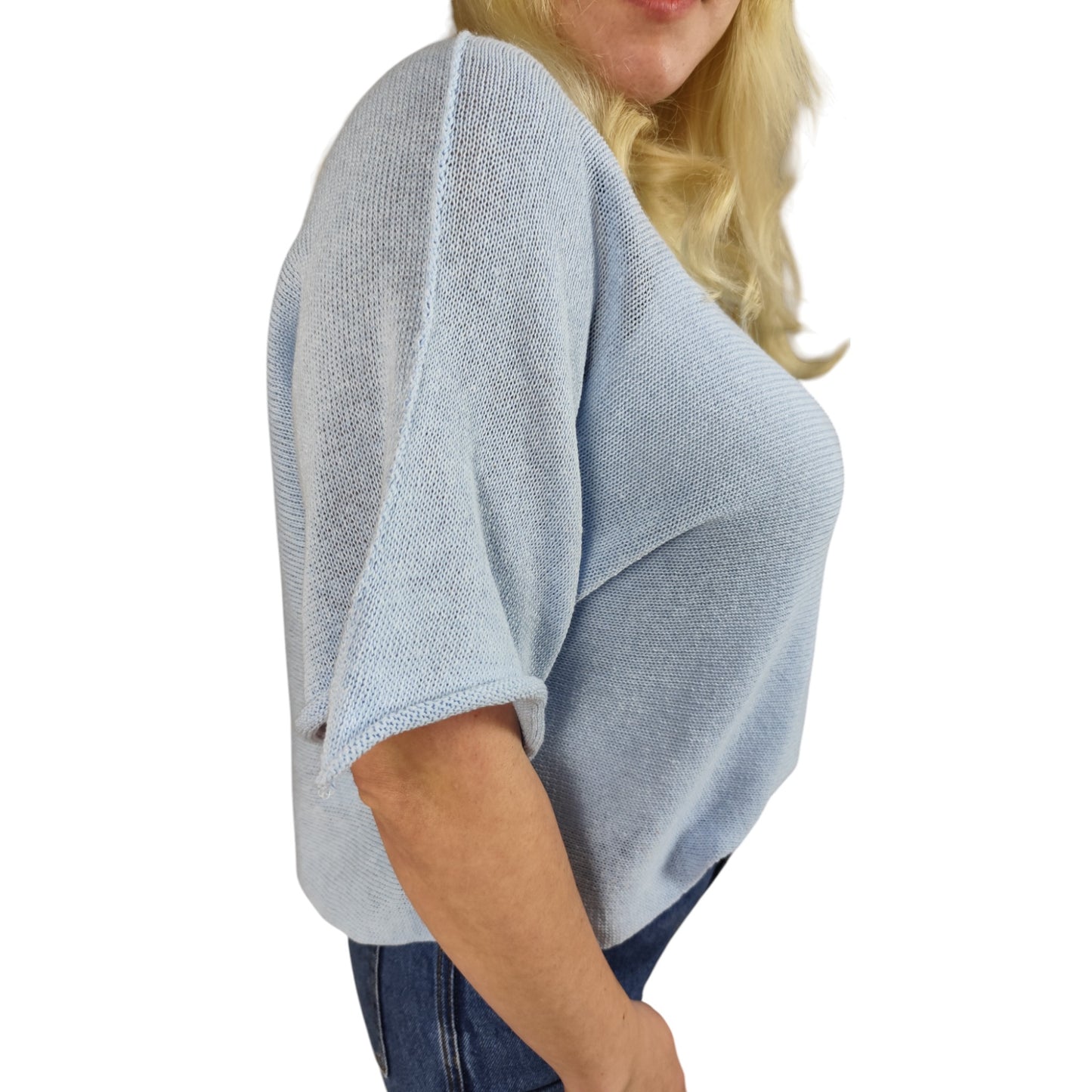 Oversize Feinstrick Shirt in Hellblau