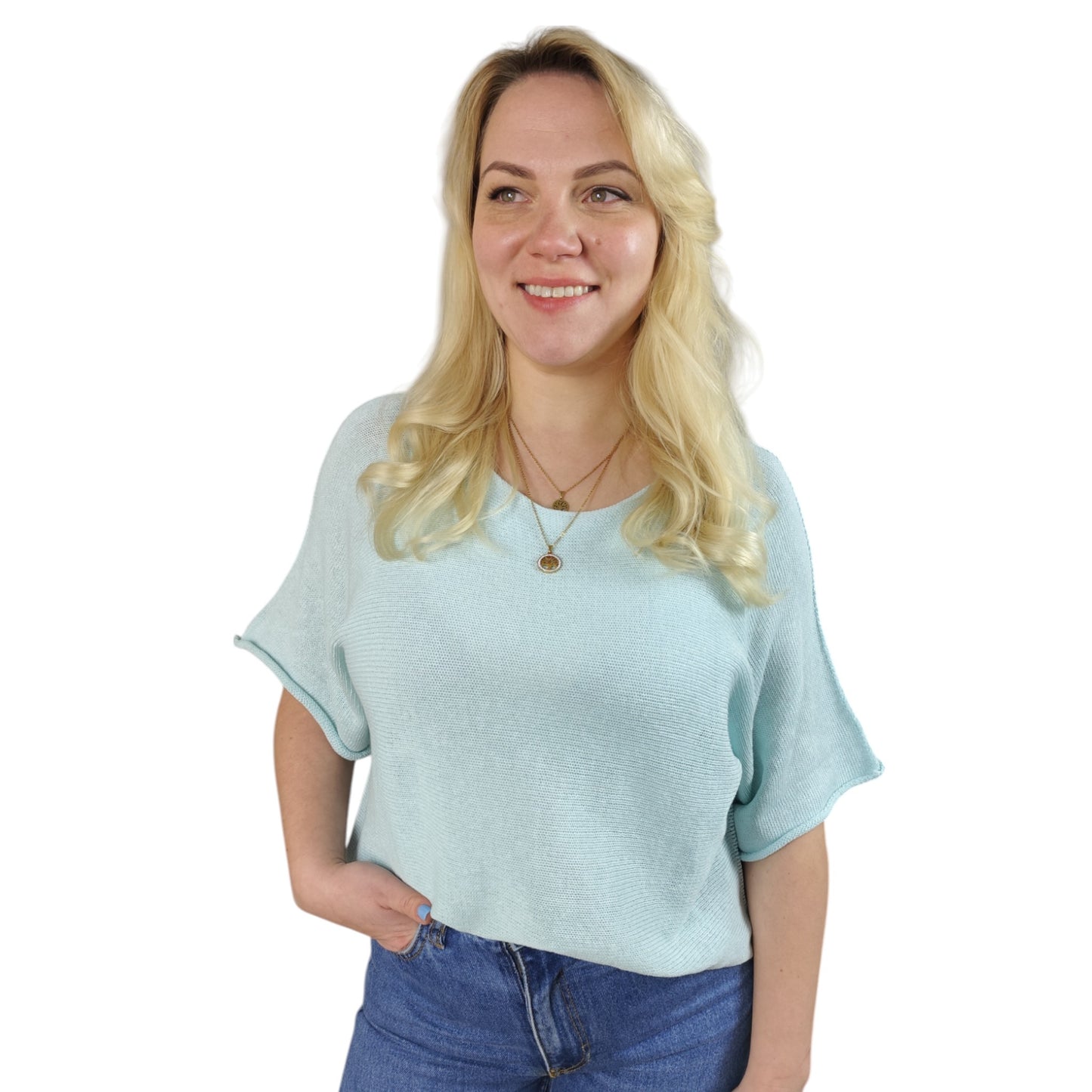 Oversize Feinstrick Shirt in Mintgrün