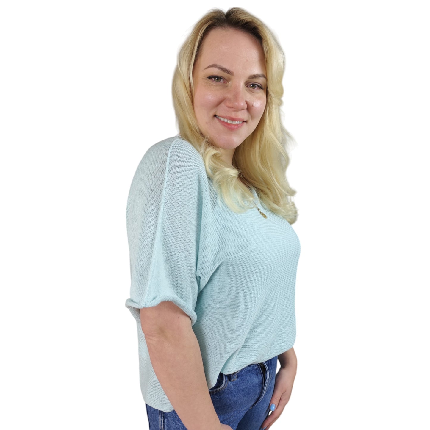 Oversize Feinstrick Shirt in Mintgrün