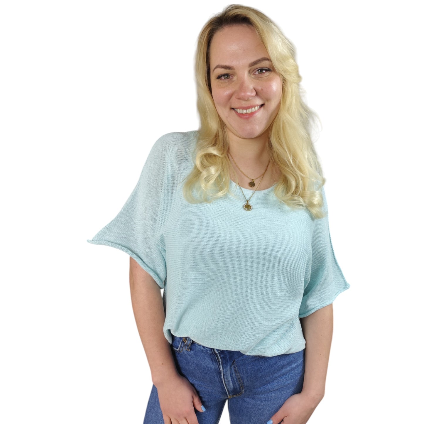 Oversize Feinstrick Shirt in Mintgrün