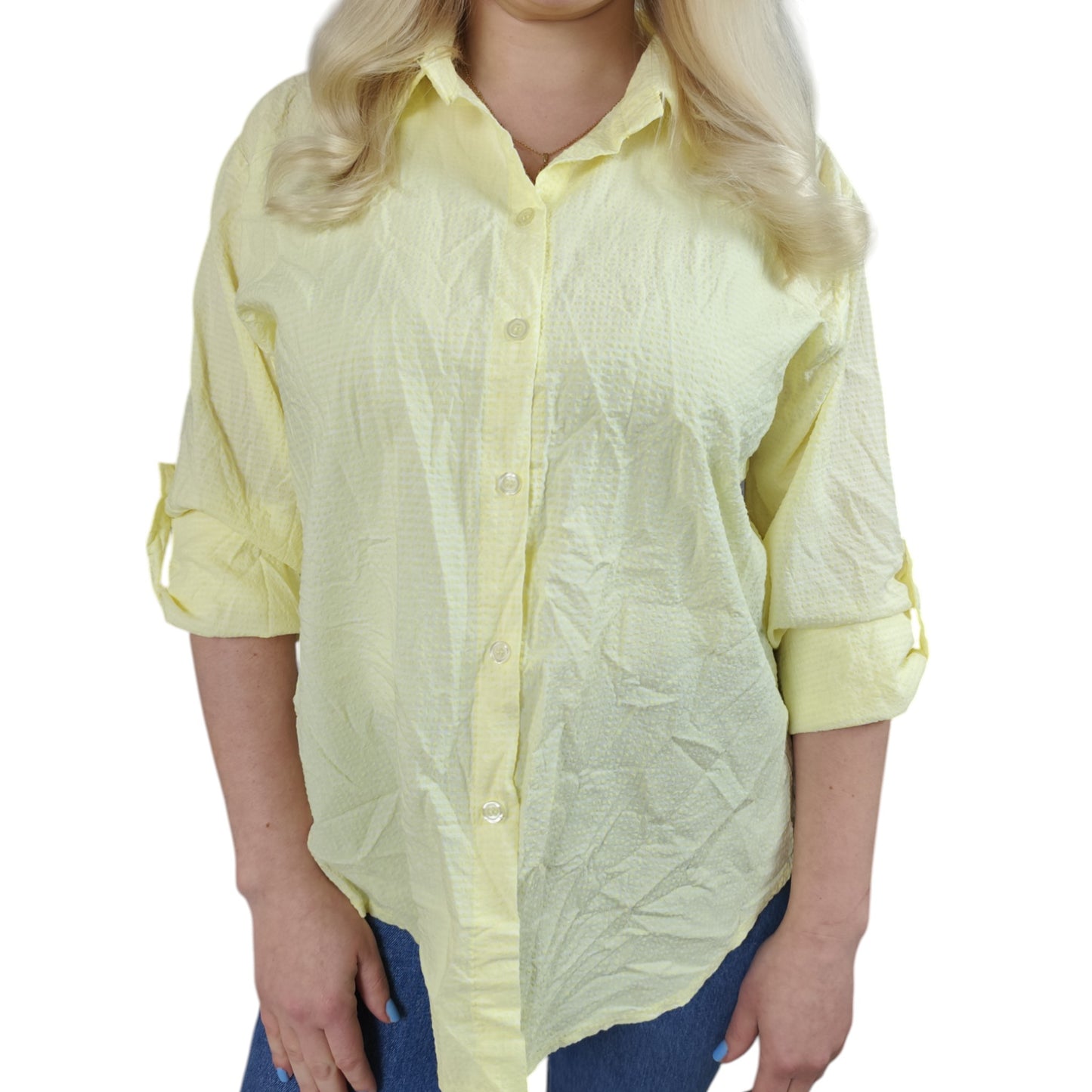 Karo-Bluse in Gelb-Weiß