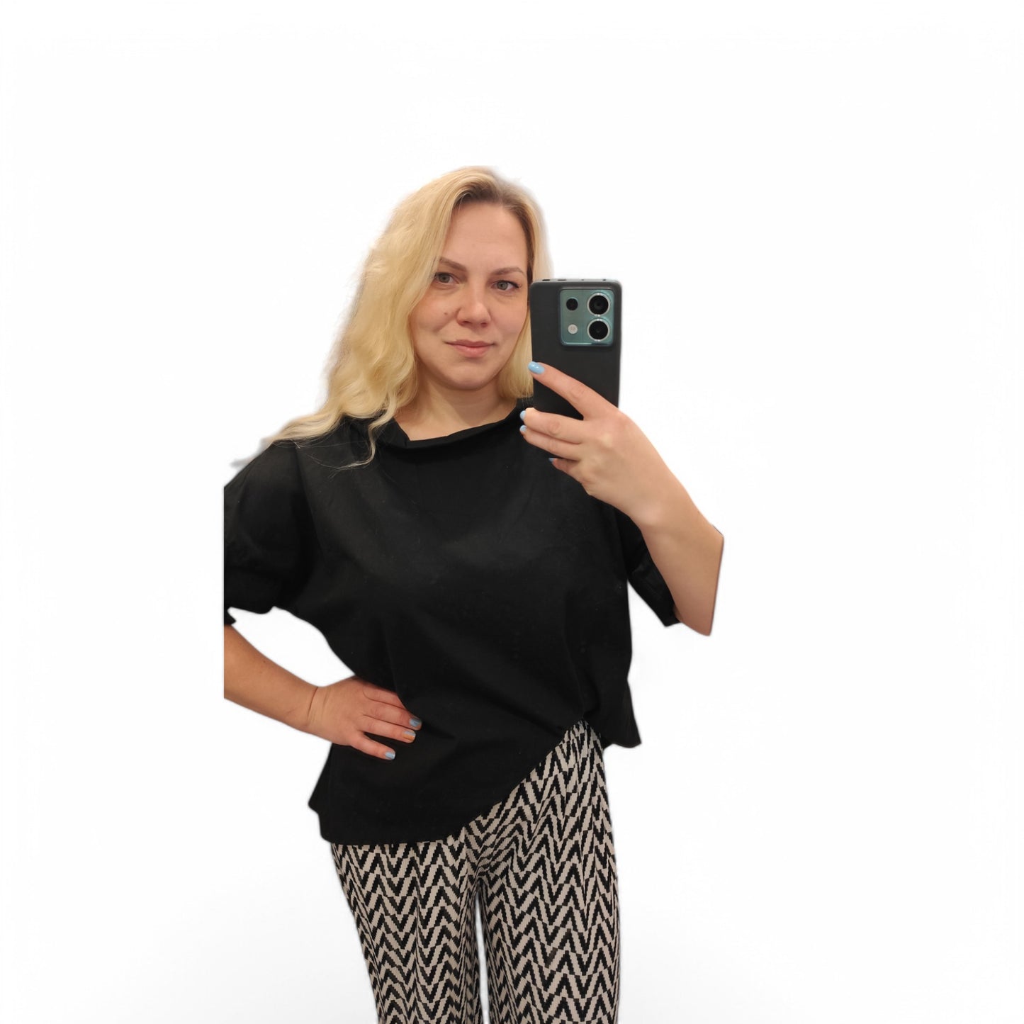 Bluse mit Kragen in Schwarz