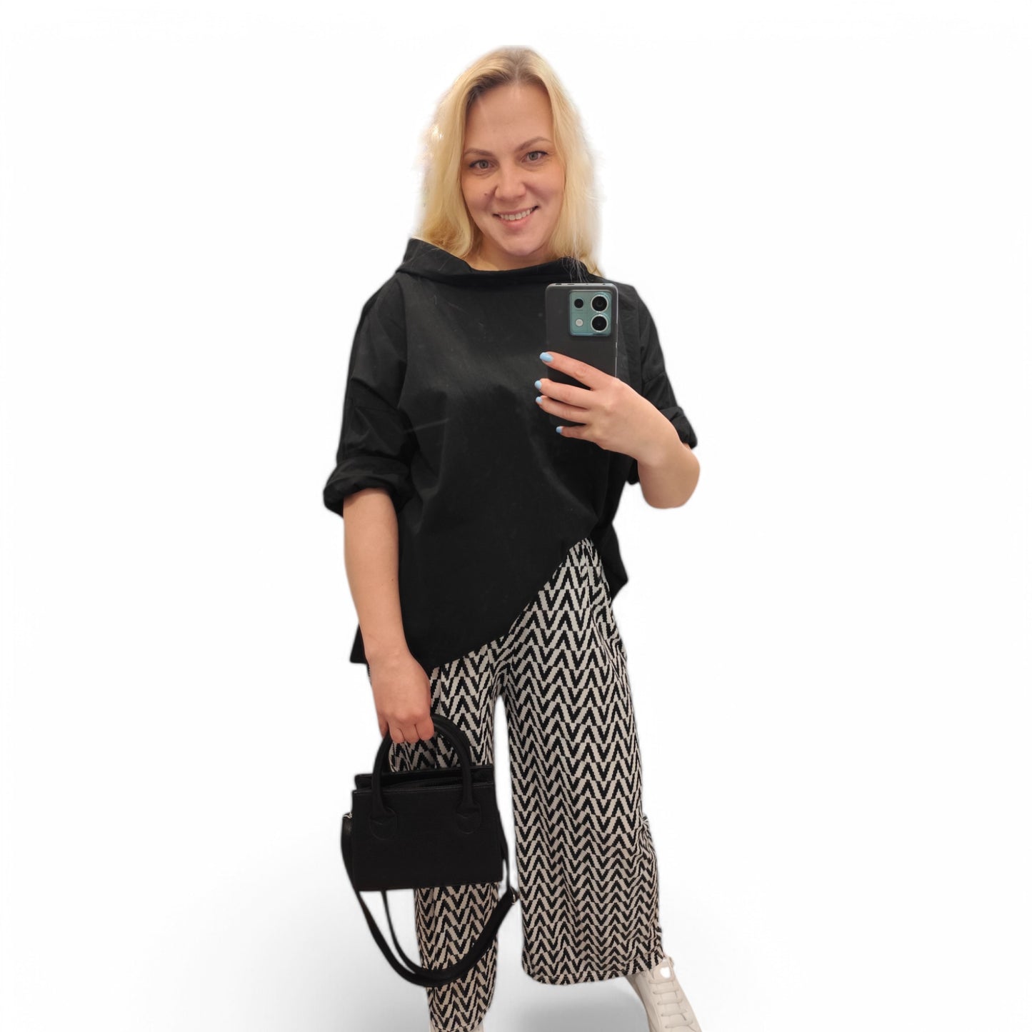 Bluse mit Kragen in Schwarz