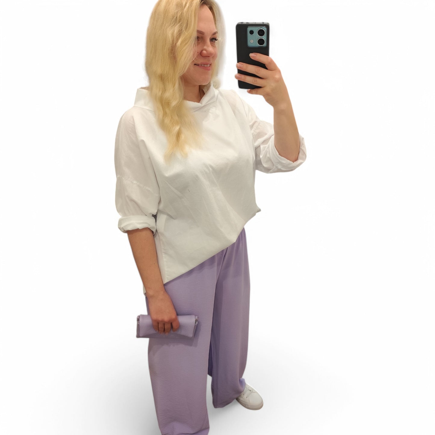 Bluse mit Kragen in Weiß