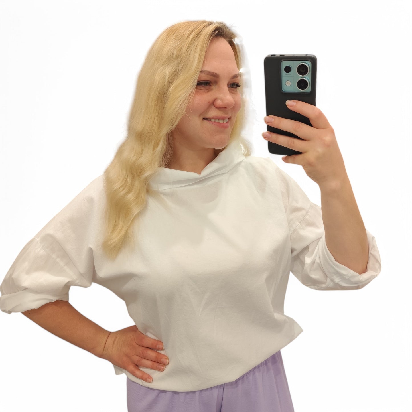Bluse mit Kragen in Weiß