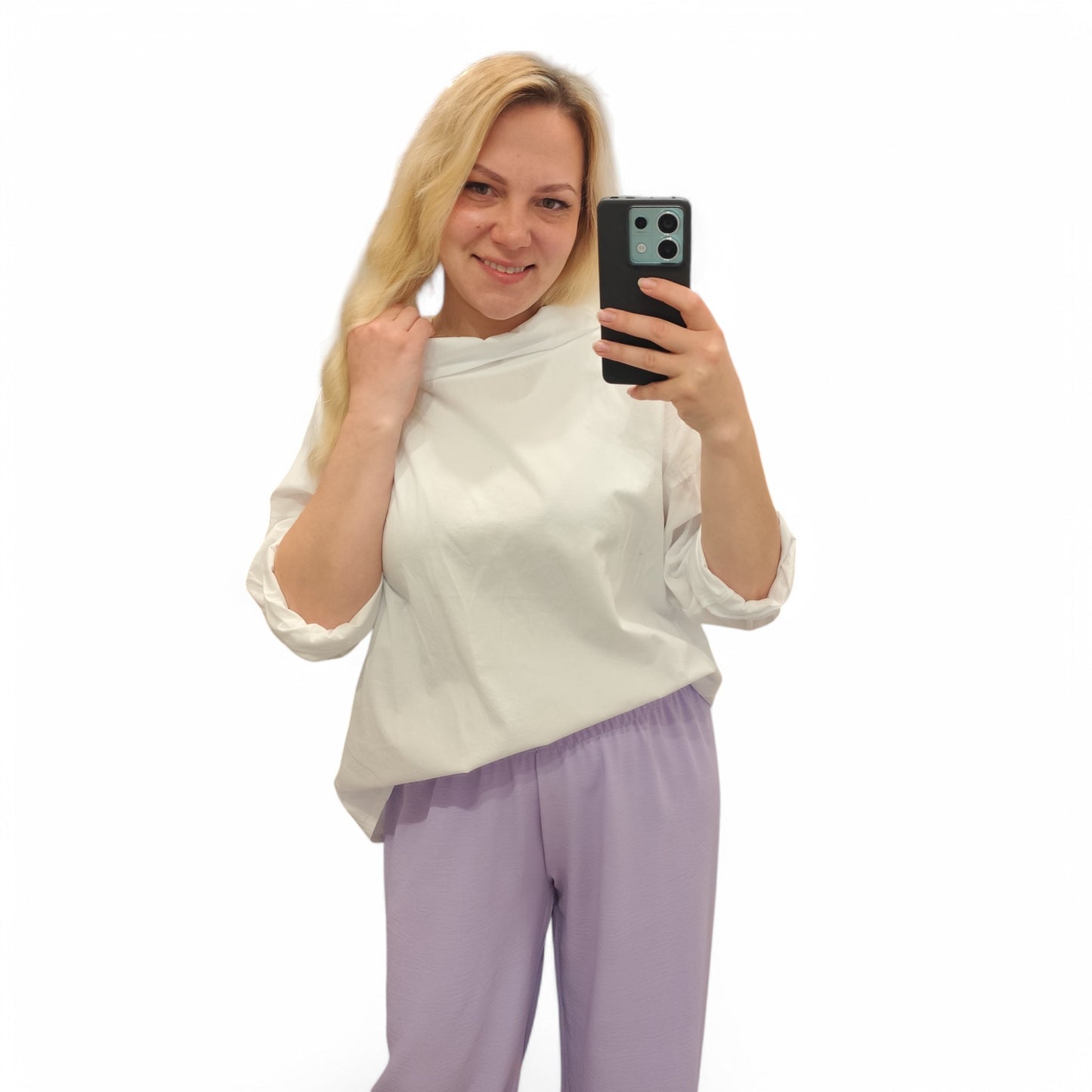 Bluse mit Kragen in Weiß