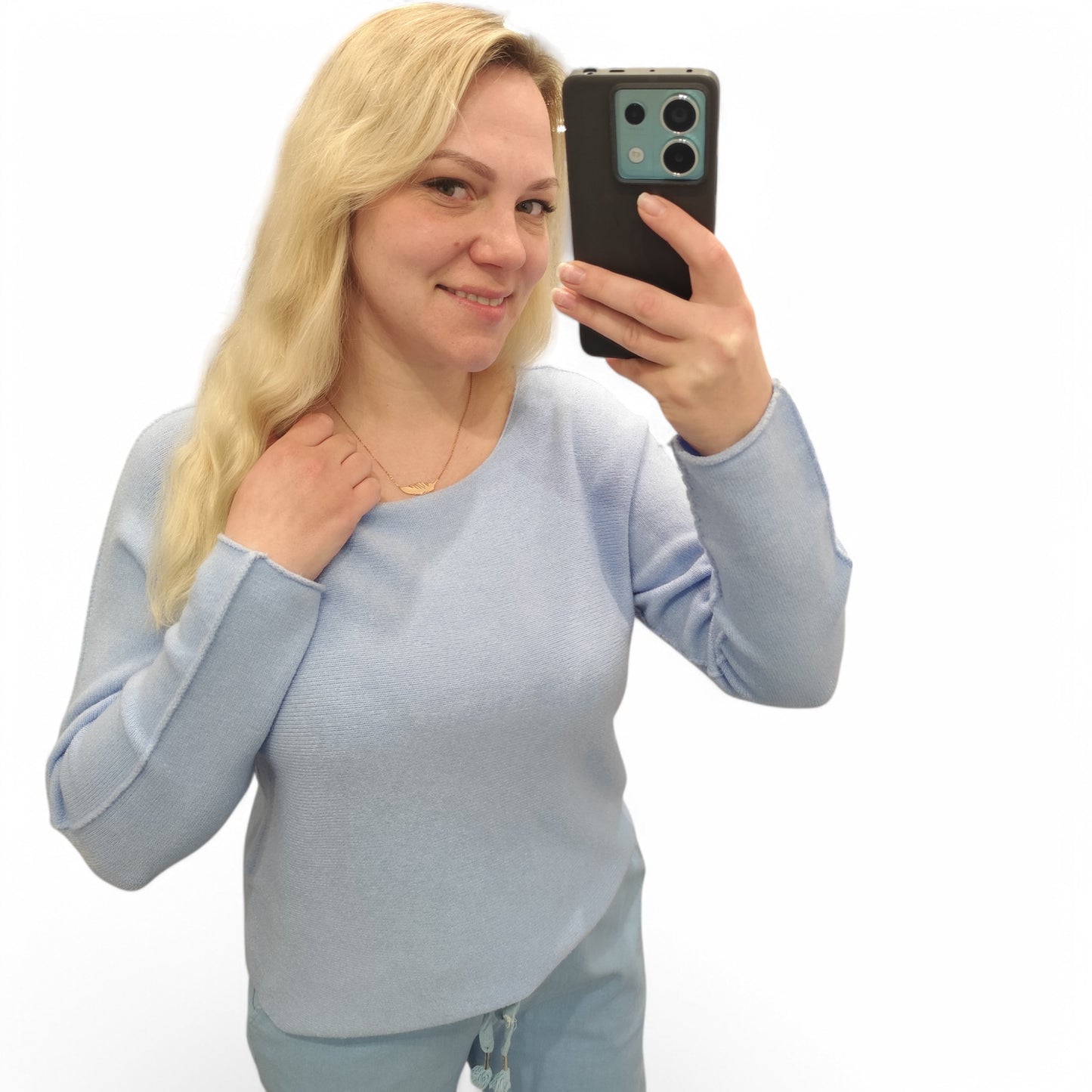 Feinstrickpullover in Blau