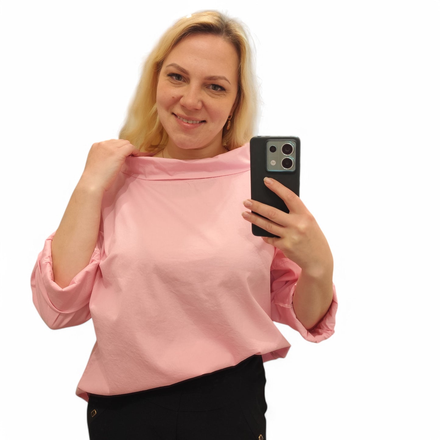 Bluse mit Kragen in Rosa