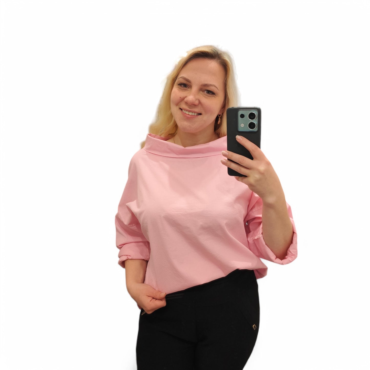 Bluse mit Kragen in Rosa
