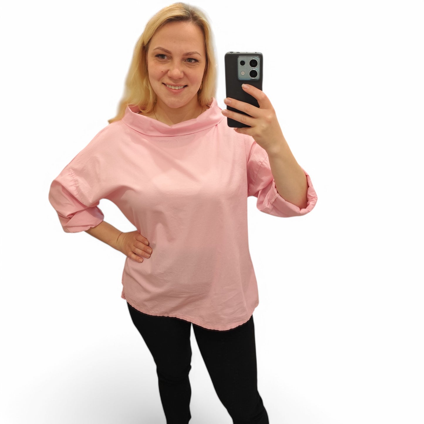 Bluse mit Kragen in Rosa