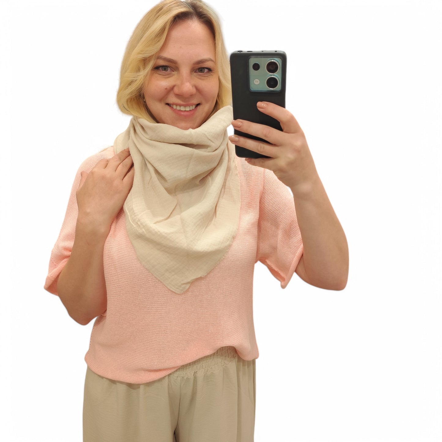 Musselin Dreiecktuch in Beige