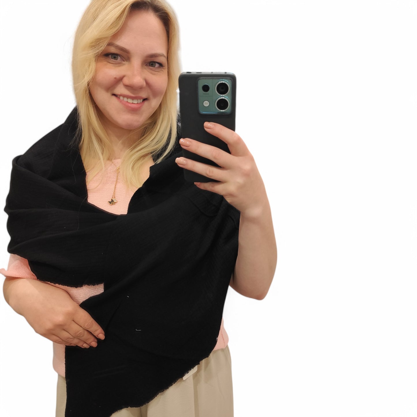 Musselin Dreiecktuch in Schwarz