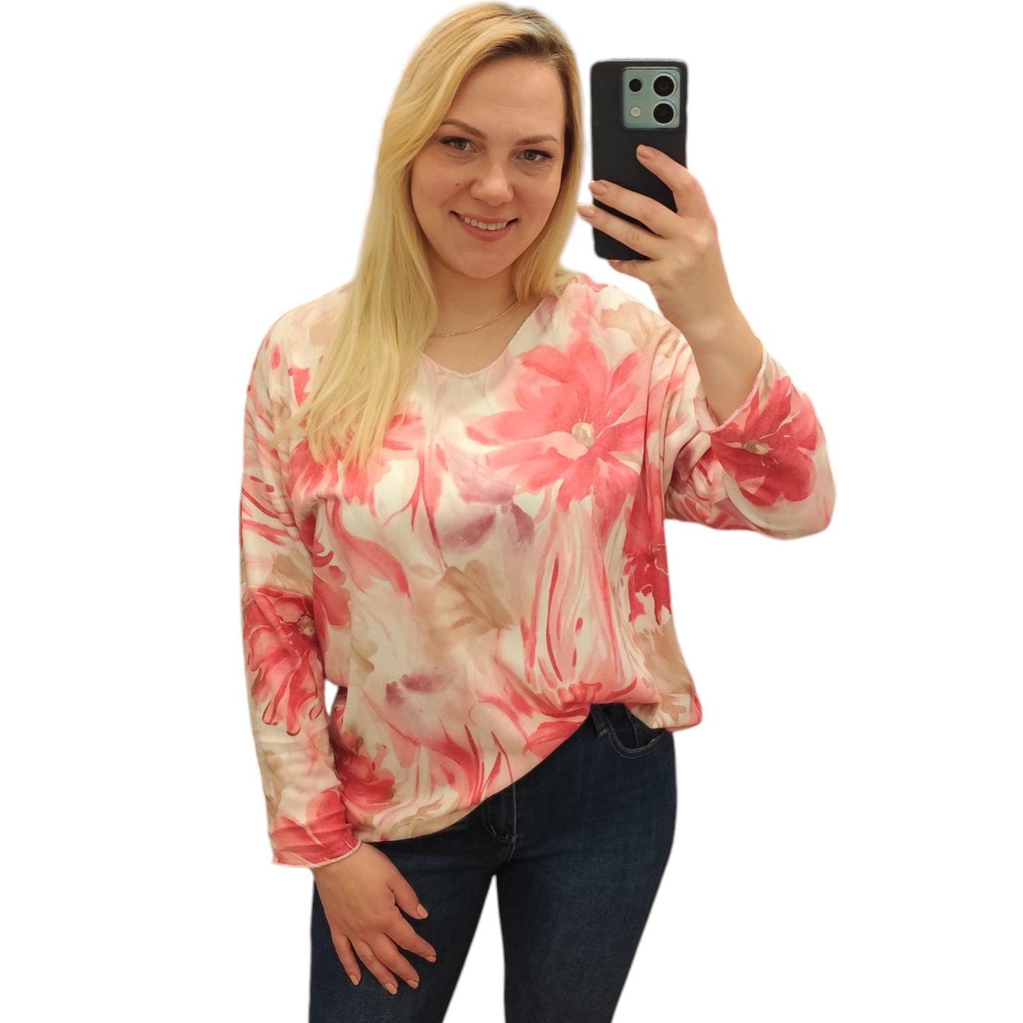 Shirt mit floralem Muster in Pink