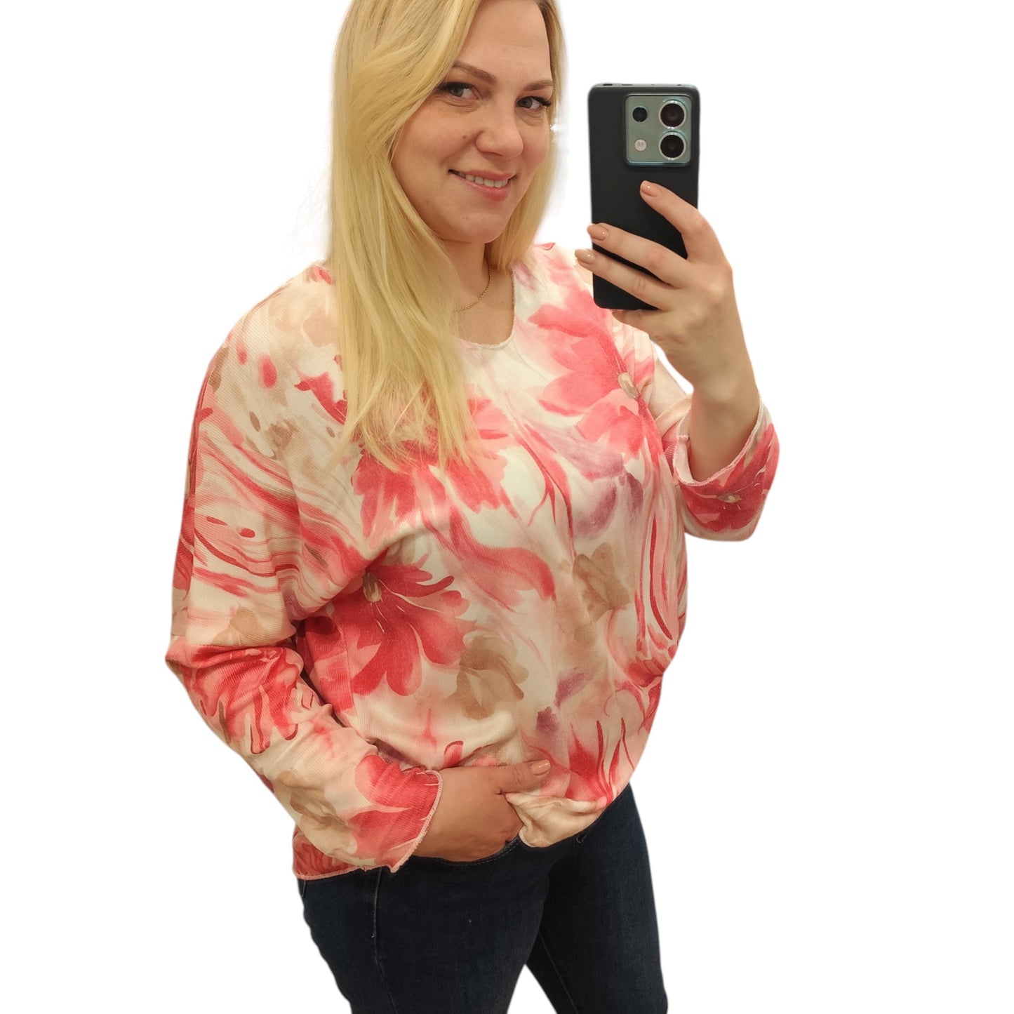 Shirt mit floralem Muster in Pink