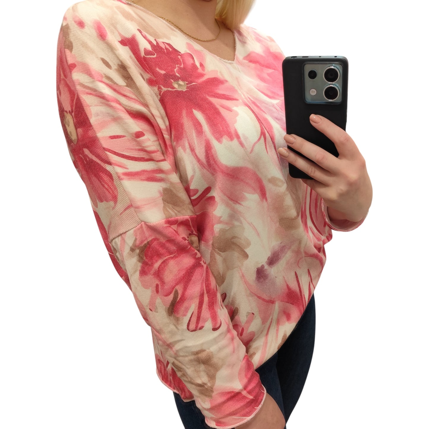 Shirt mit floralem Muster in Pink