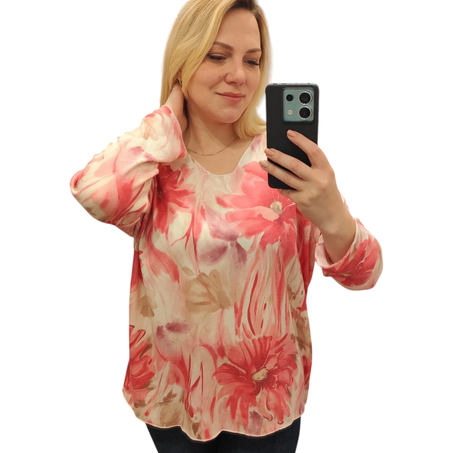 Shirt mit floralem Muster in Pink