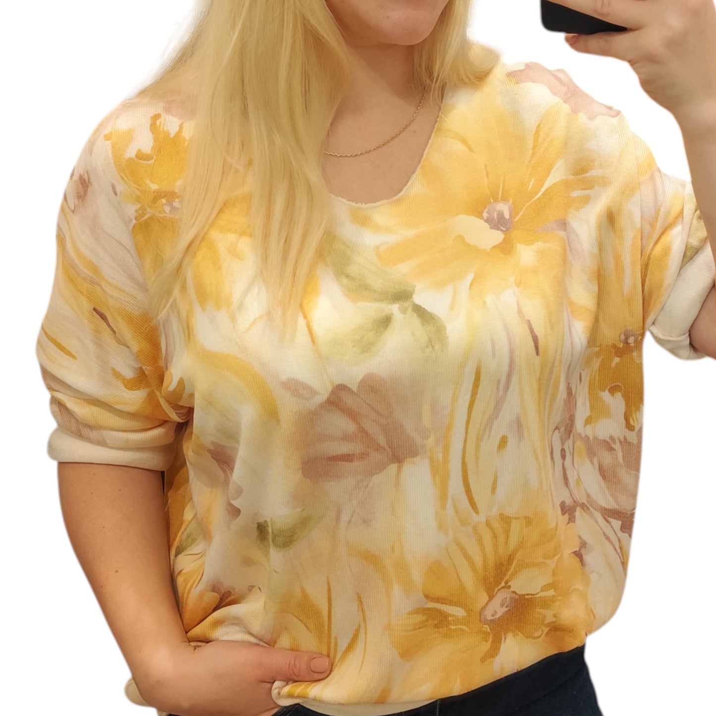 Shirt mit floralem Muster in Gelb