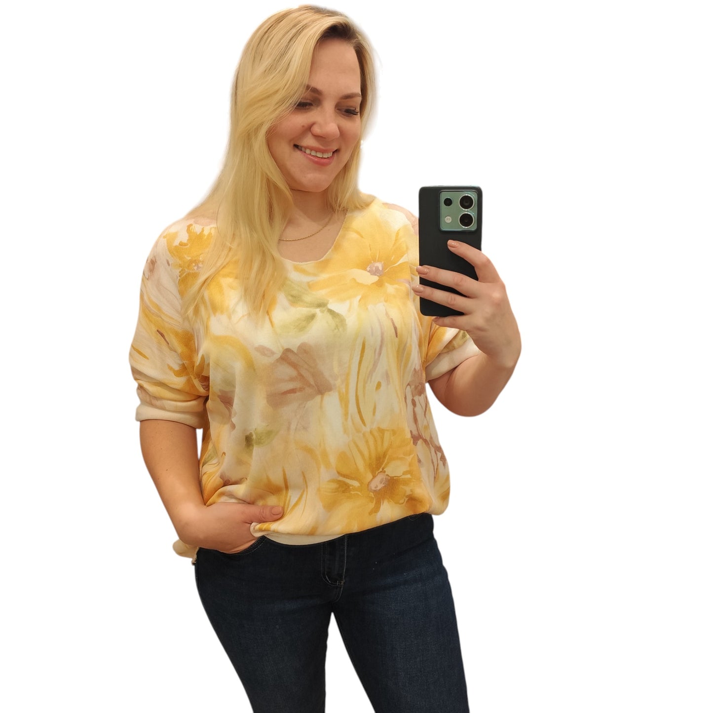 Shirt mit floralem Muster in Gelb