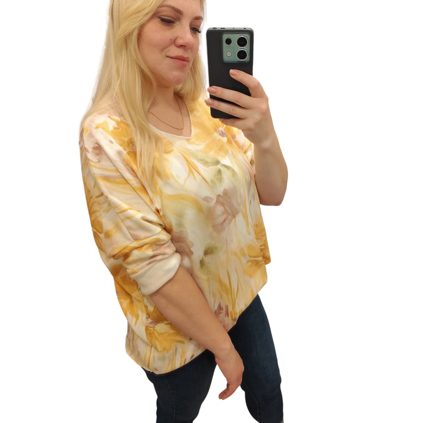 Shirt mit floralem Muster in Gelb
