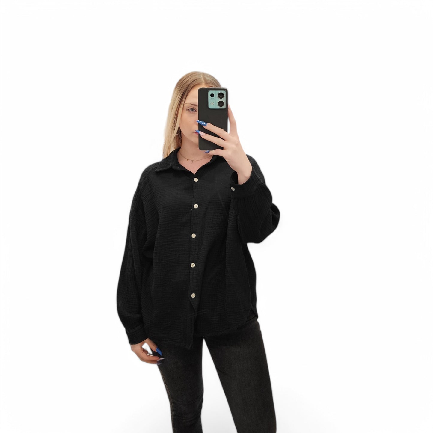 Musselin Bluse in Schwarz