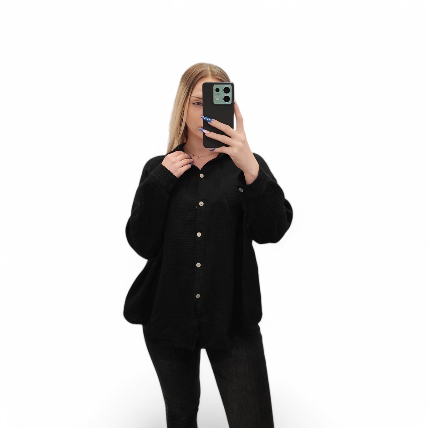 Musselin Bluse in Schwarz