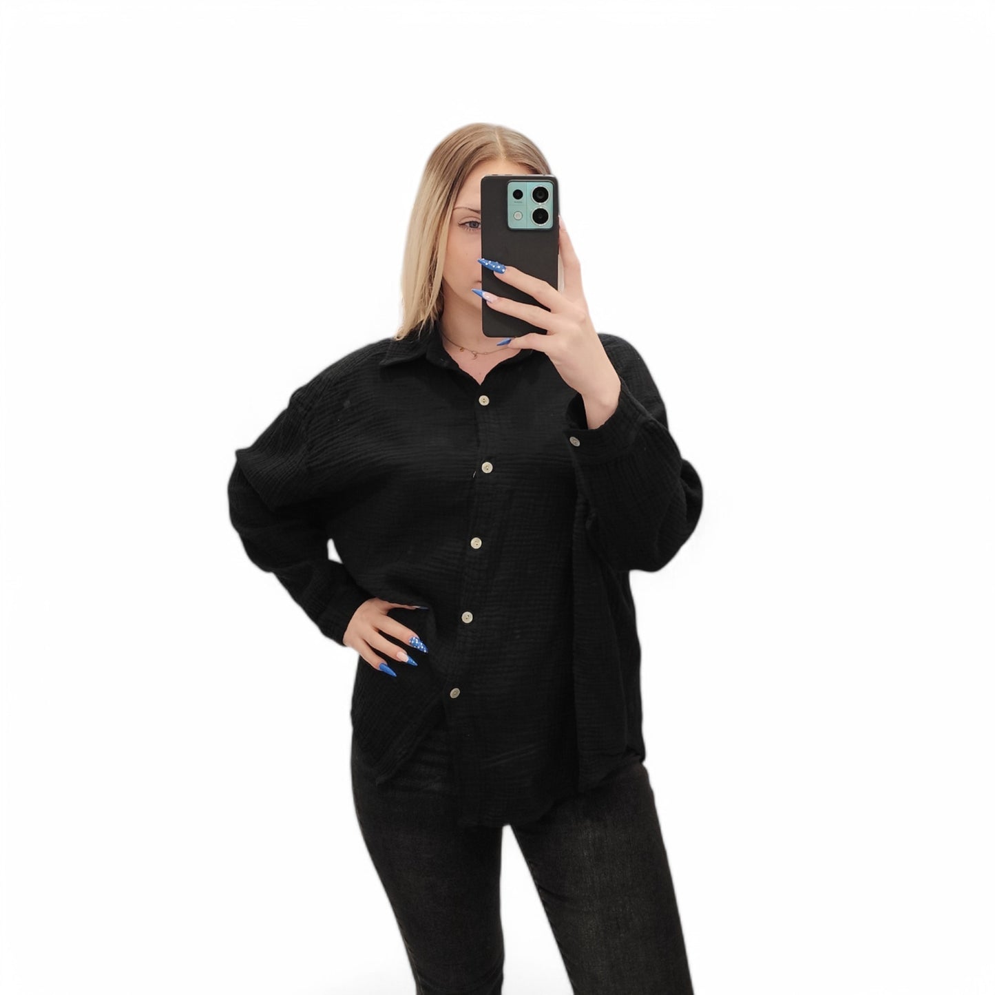 Musselin Bluse in Schwarz