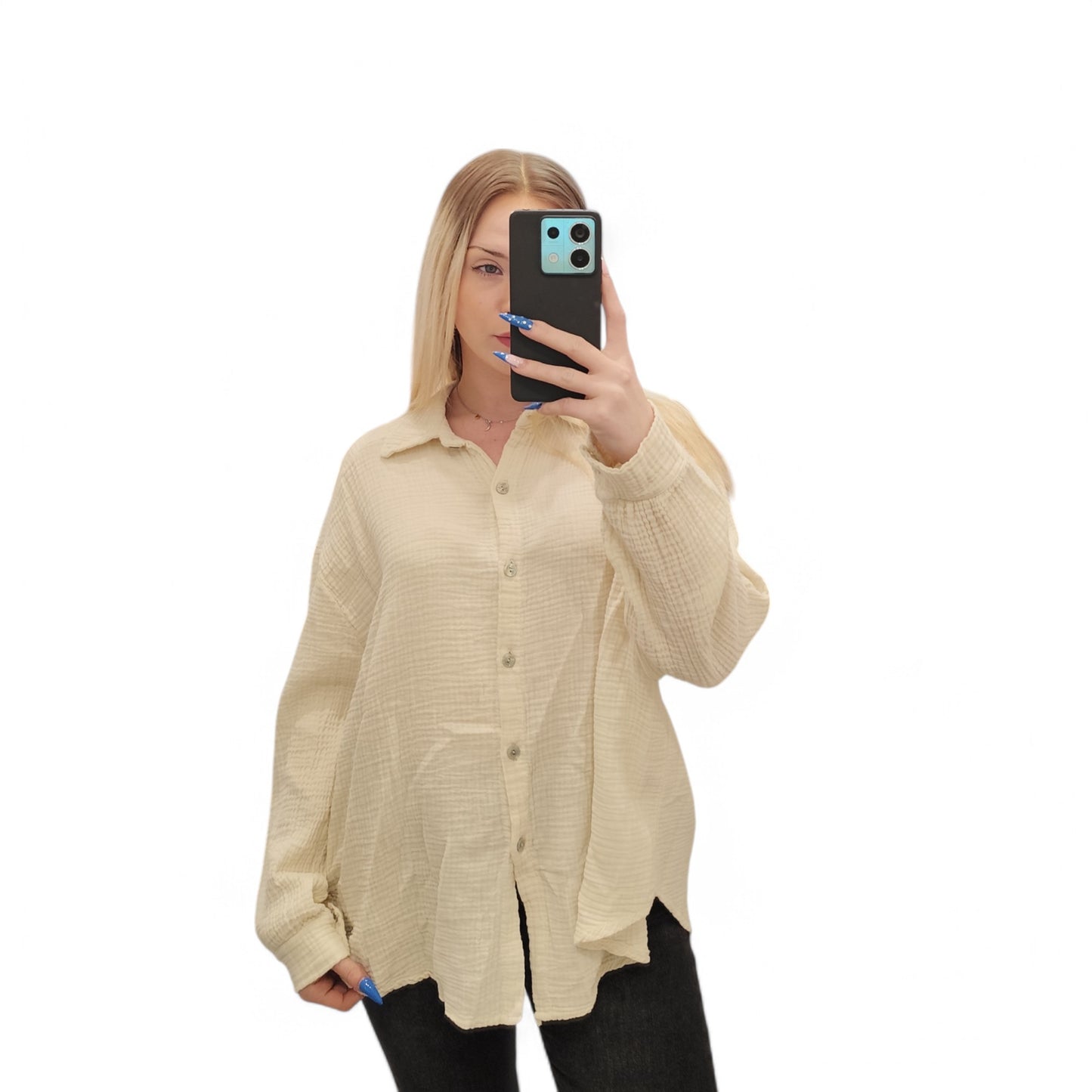 Musselin Bluse in Beige