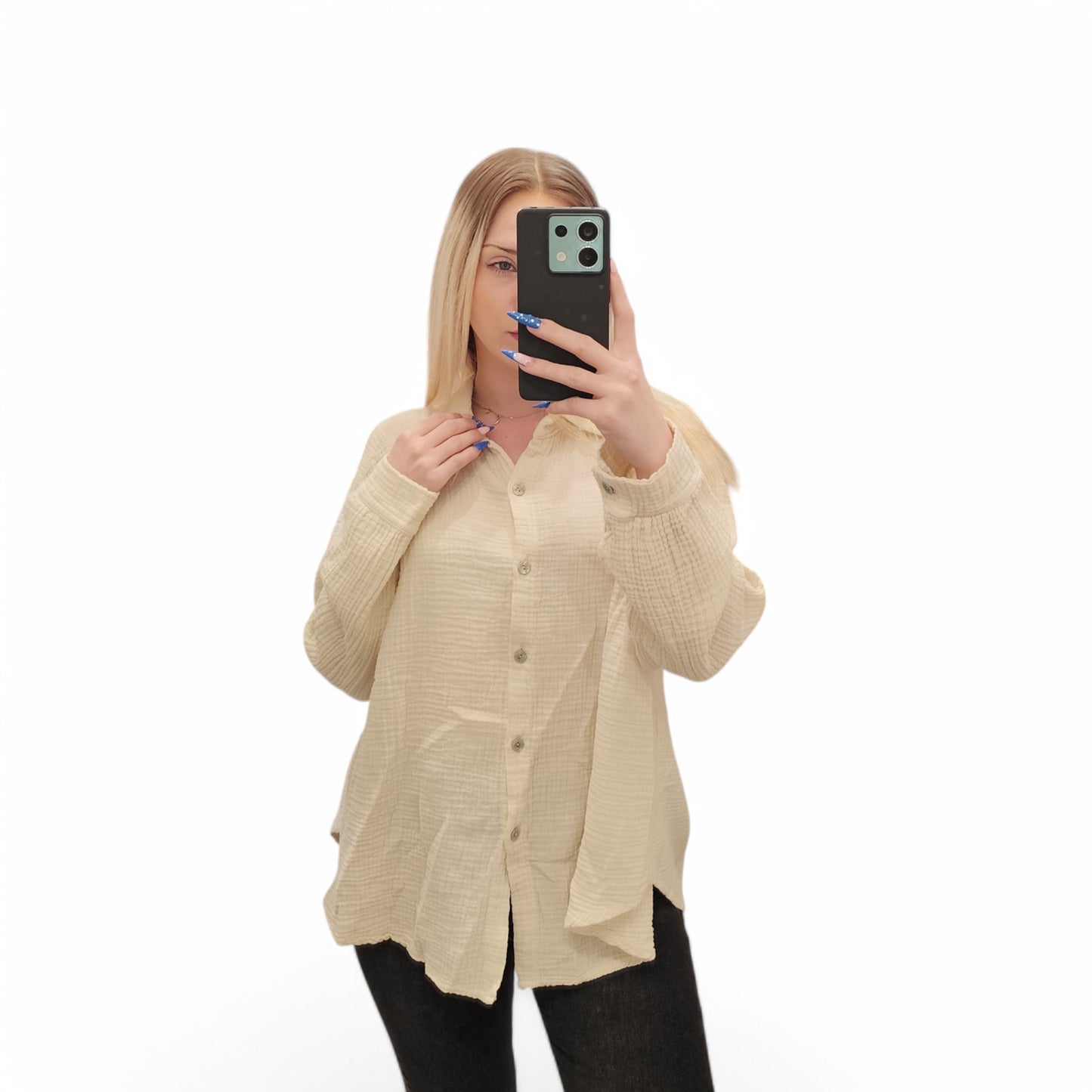 Musselin Bluse in Beige