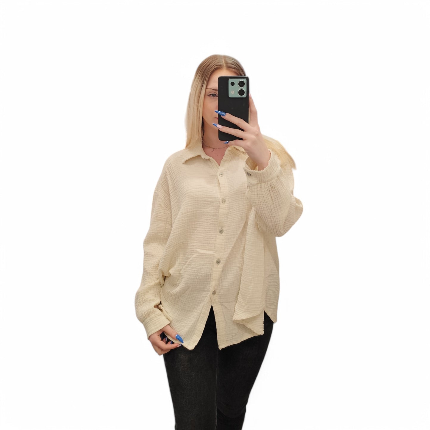 Musselin Bluse in Beige