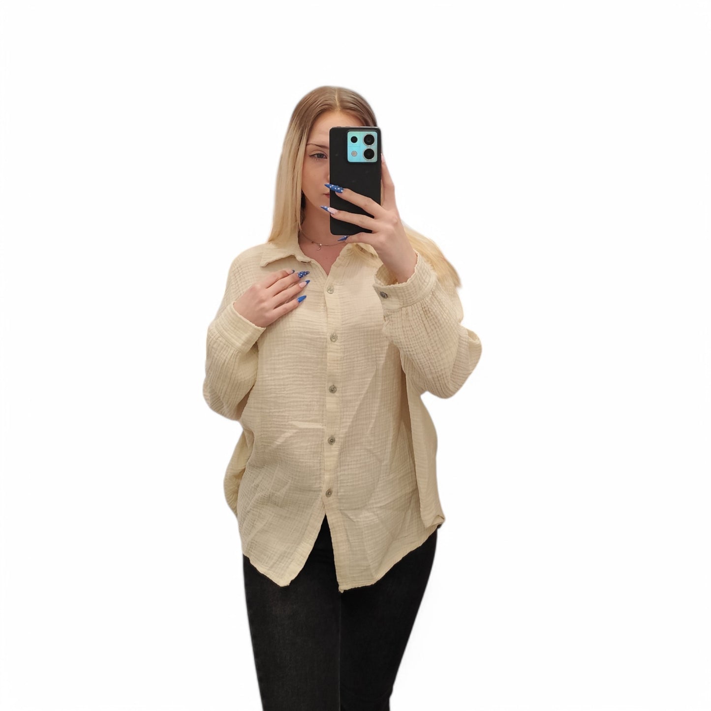 Musselin Bluse in Beige