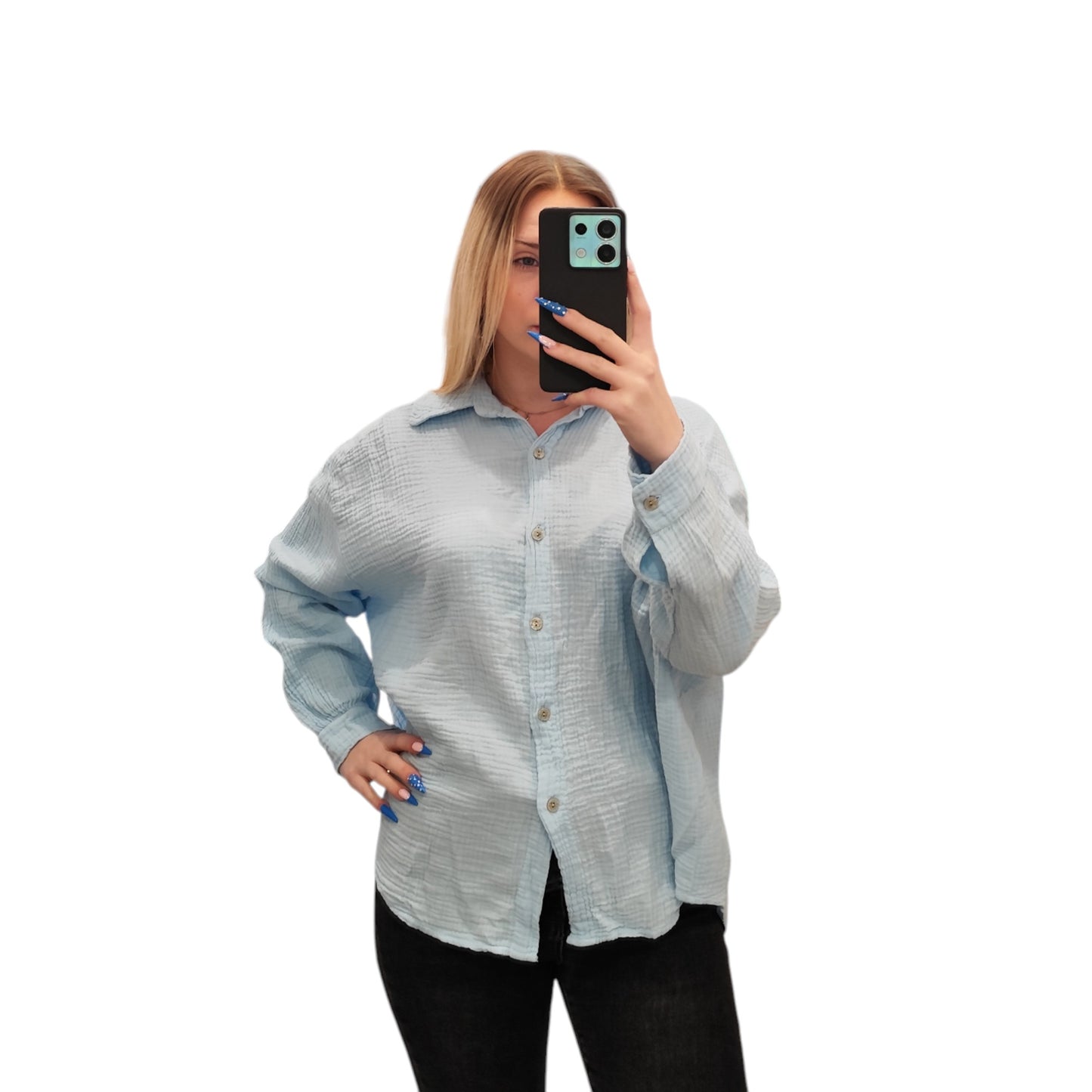 Musselin Bluse in Hellblau