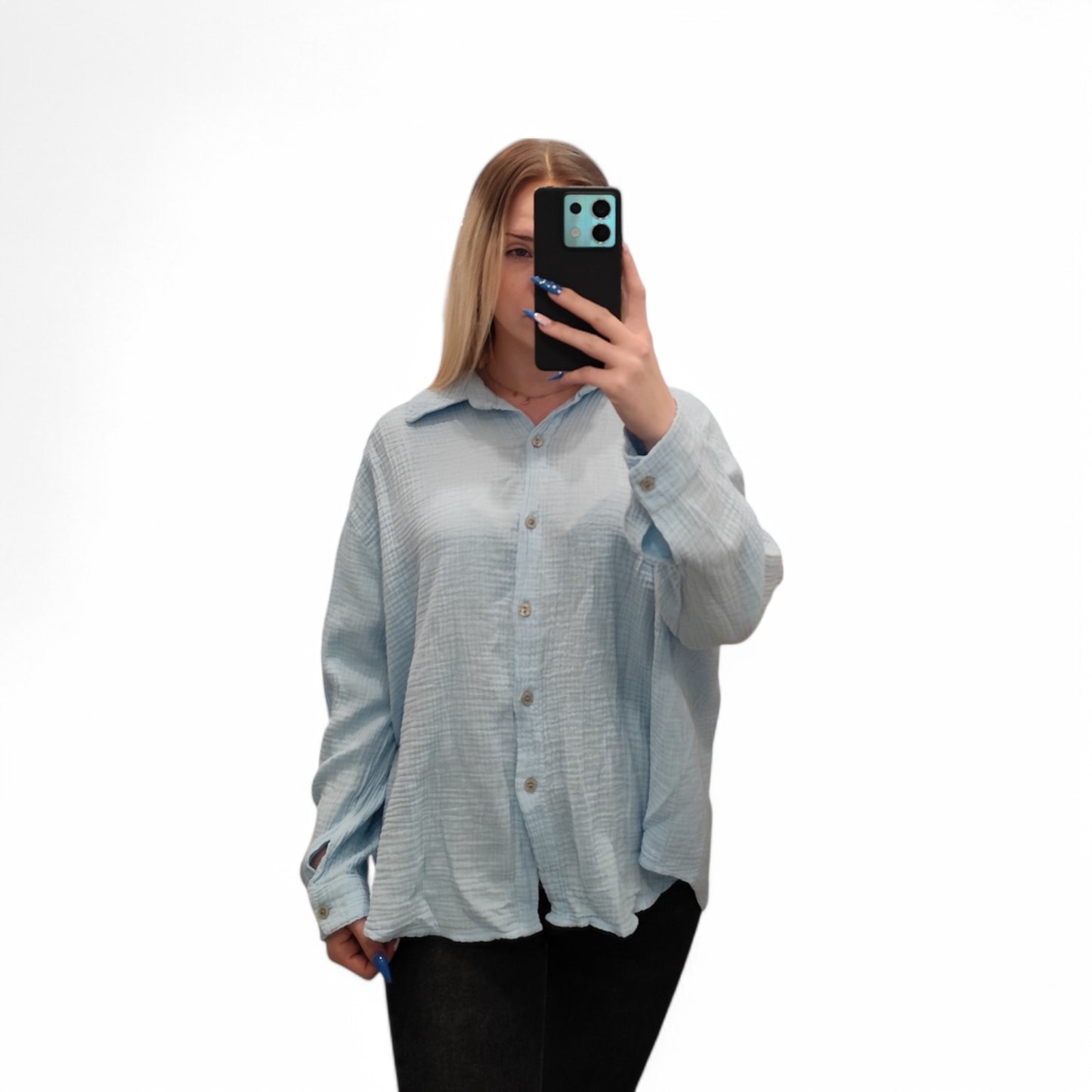 Musselin Bluse in Hellblau