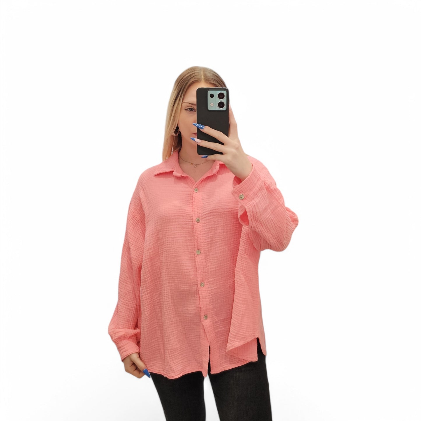 Musselin Bluse in Rosa