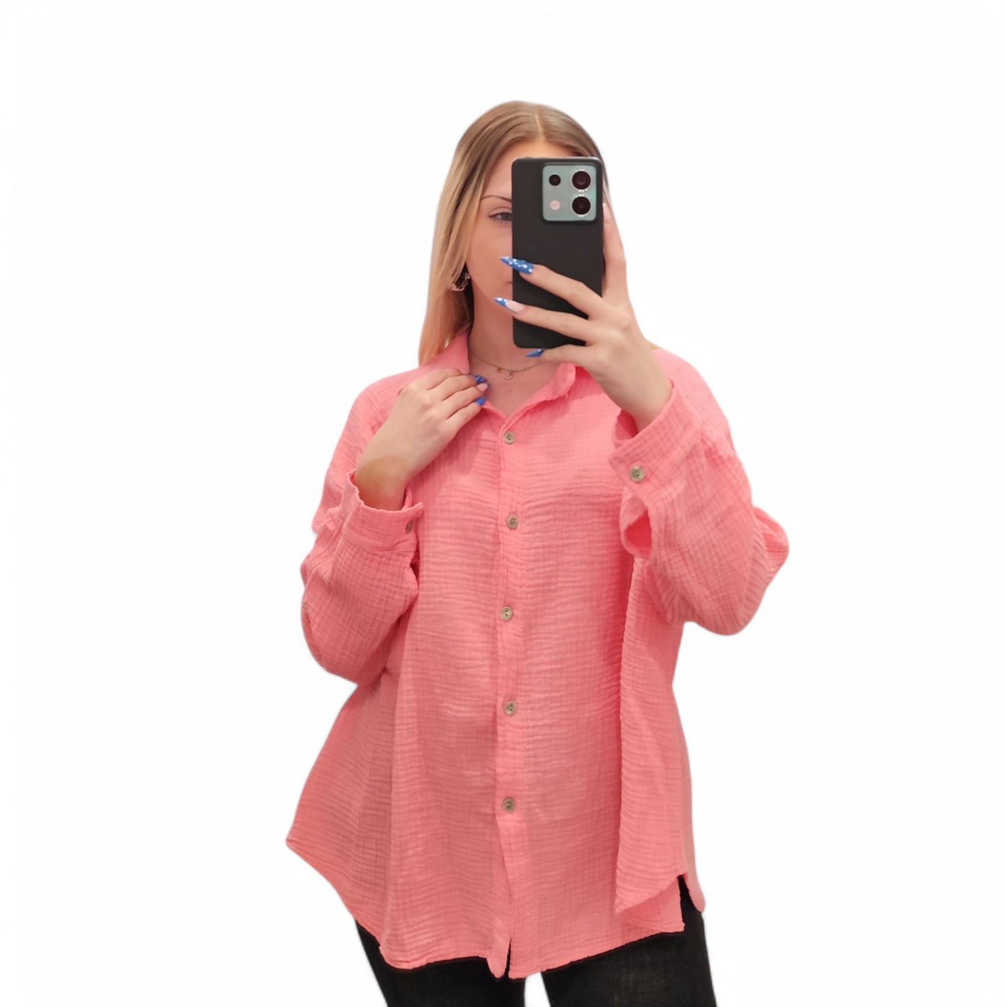 Musselin Bluse in Rosa