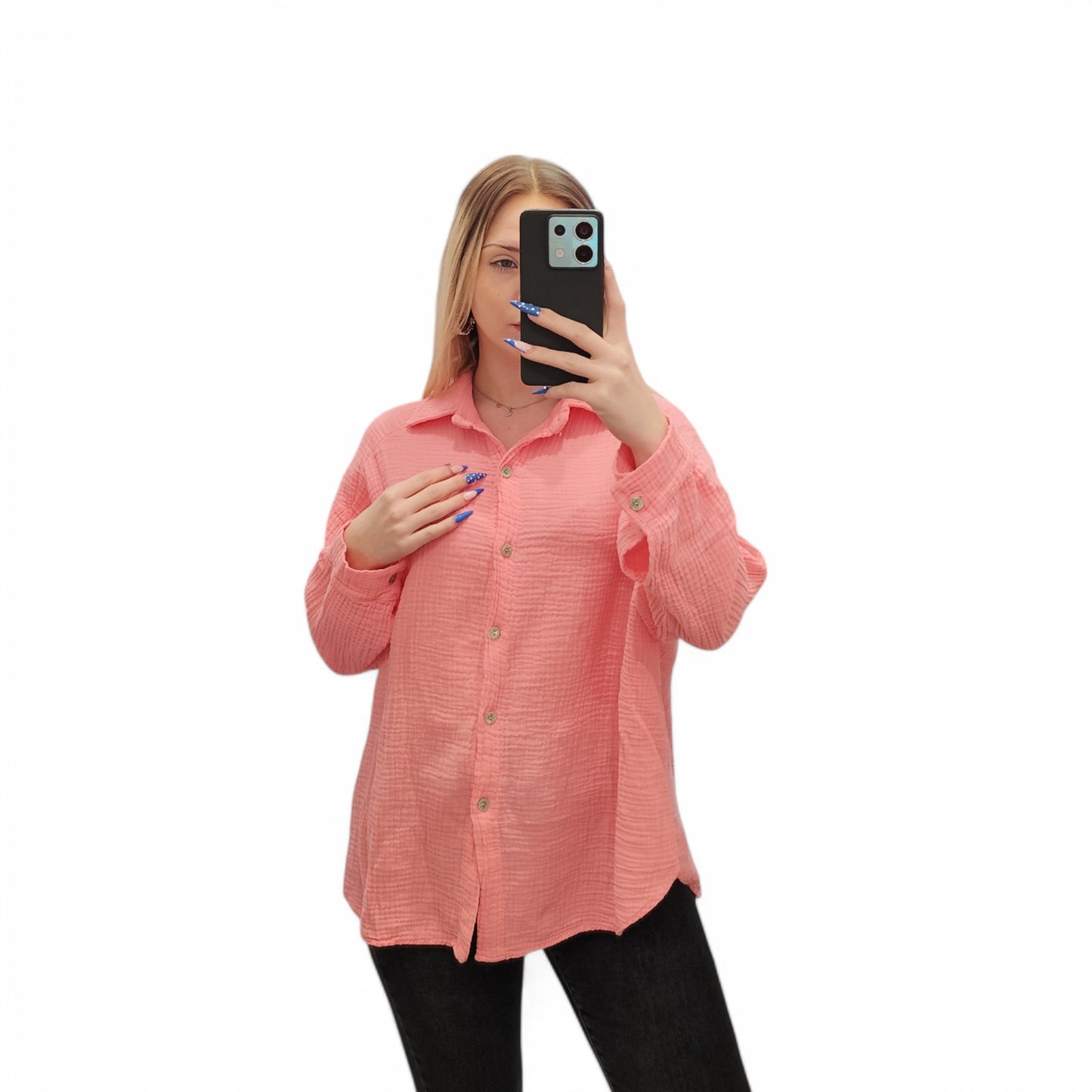 Musselin Bluse in Rosa