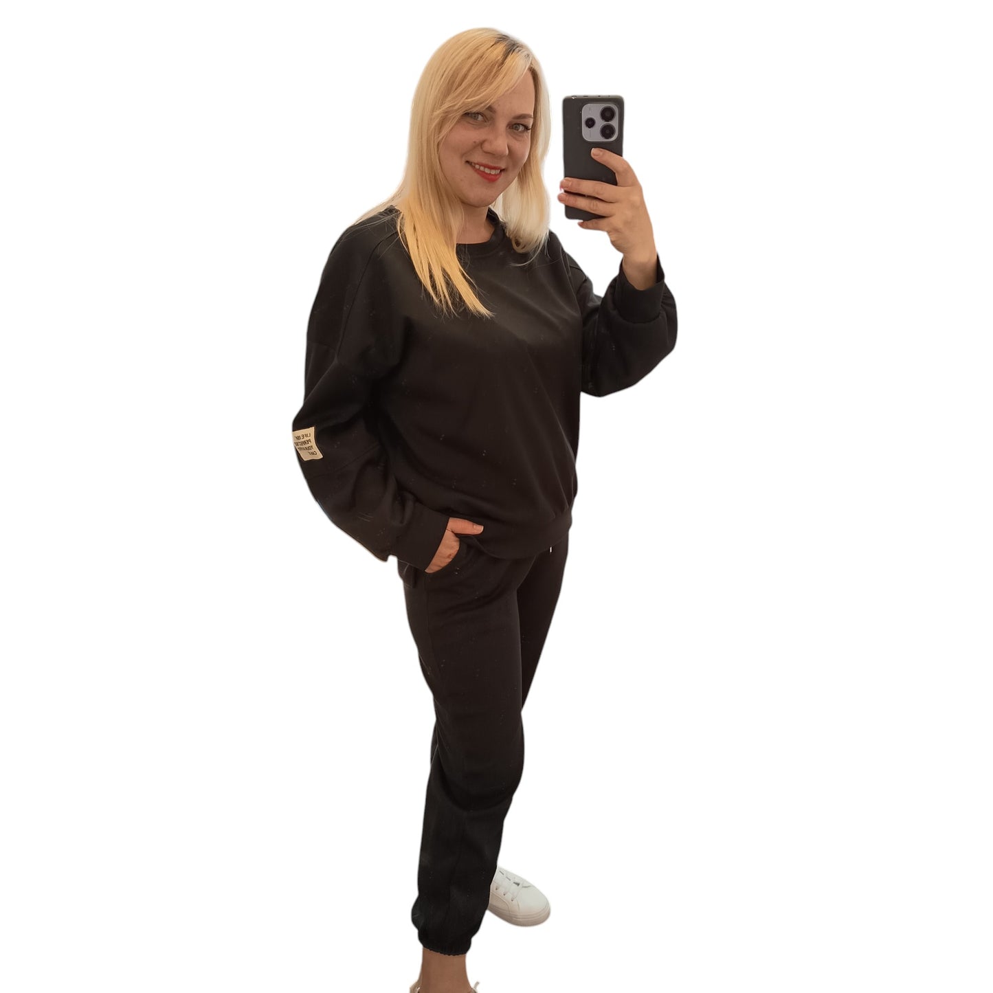 langärmliger Jogginganzug/ Jogging Zweiteiler in Schwarz