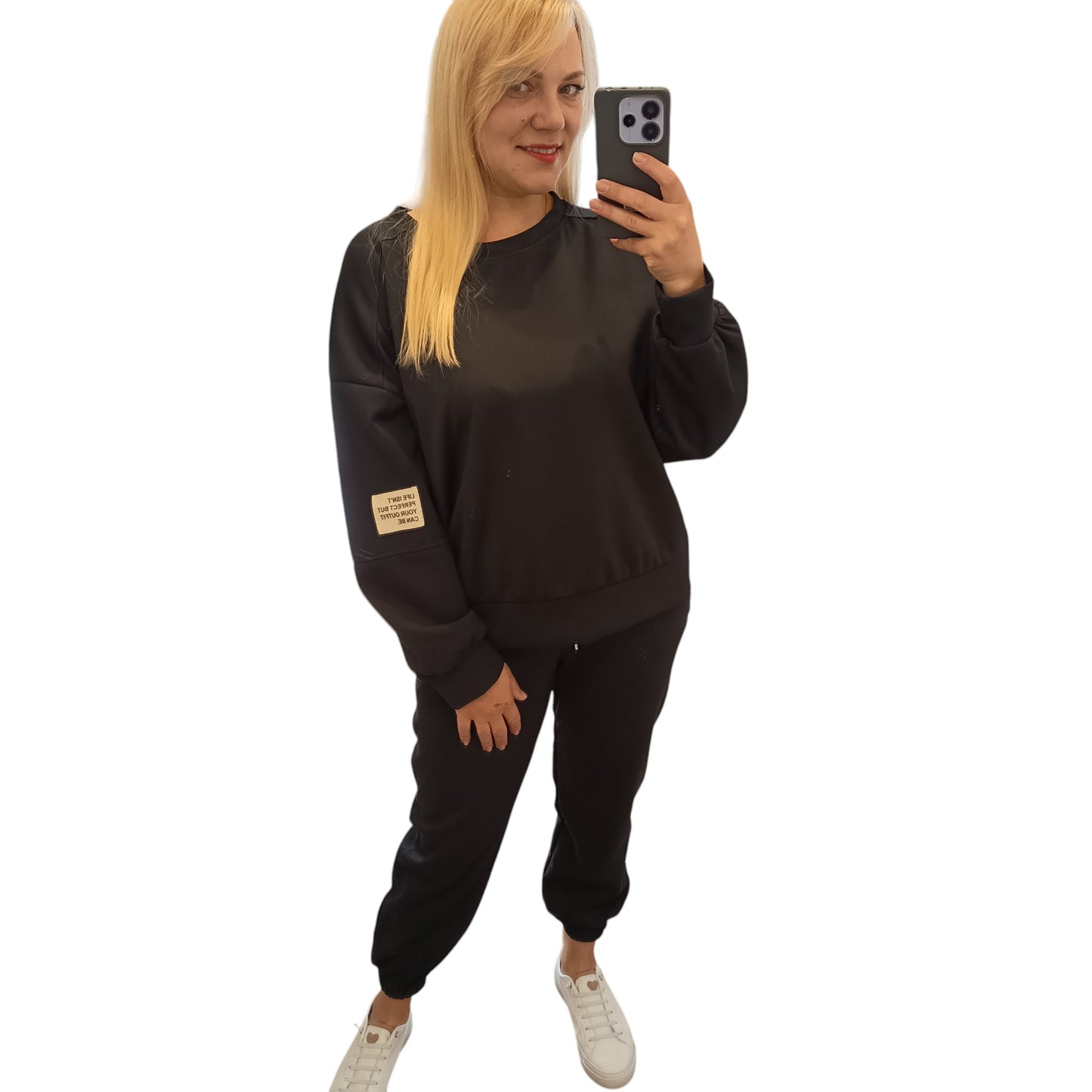 langärmliger Jogginganzug/ Jogging Zweiteiler in Schwarz