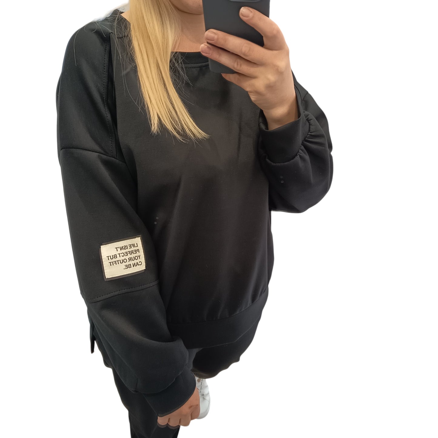 langärmliger Jogginganzug/ Jogging Zweiteiler in Schwarz