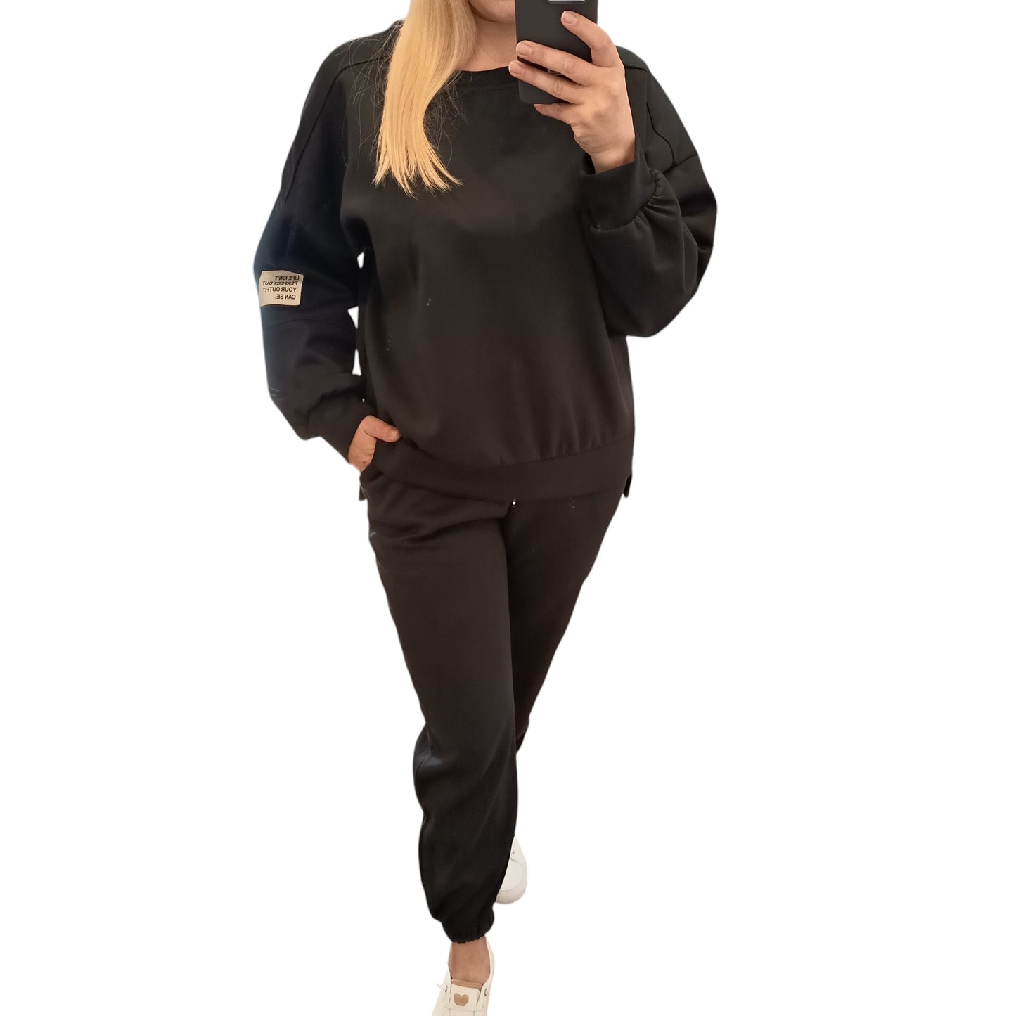 langärmliger Jogginganzug/ Jogging Zweiteiler in Schwarz