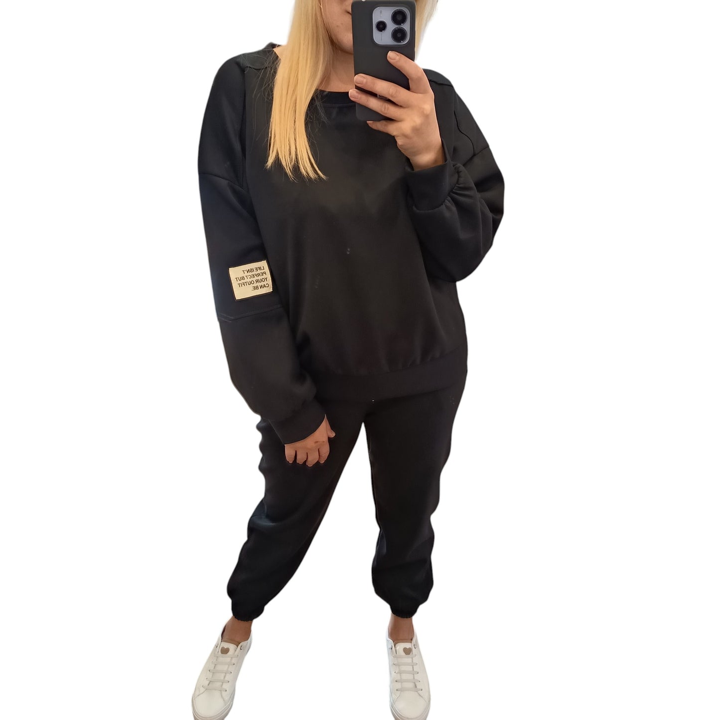 langärmliger Jogginganzug/ Jogging Zweiteiler in Schwarz