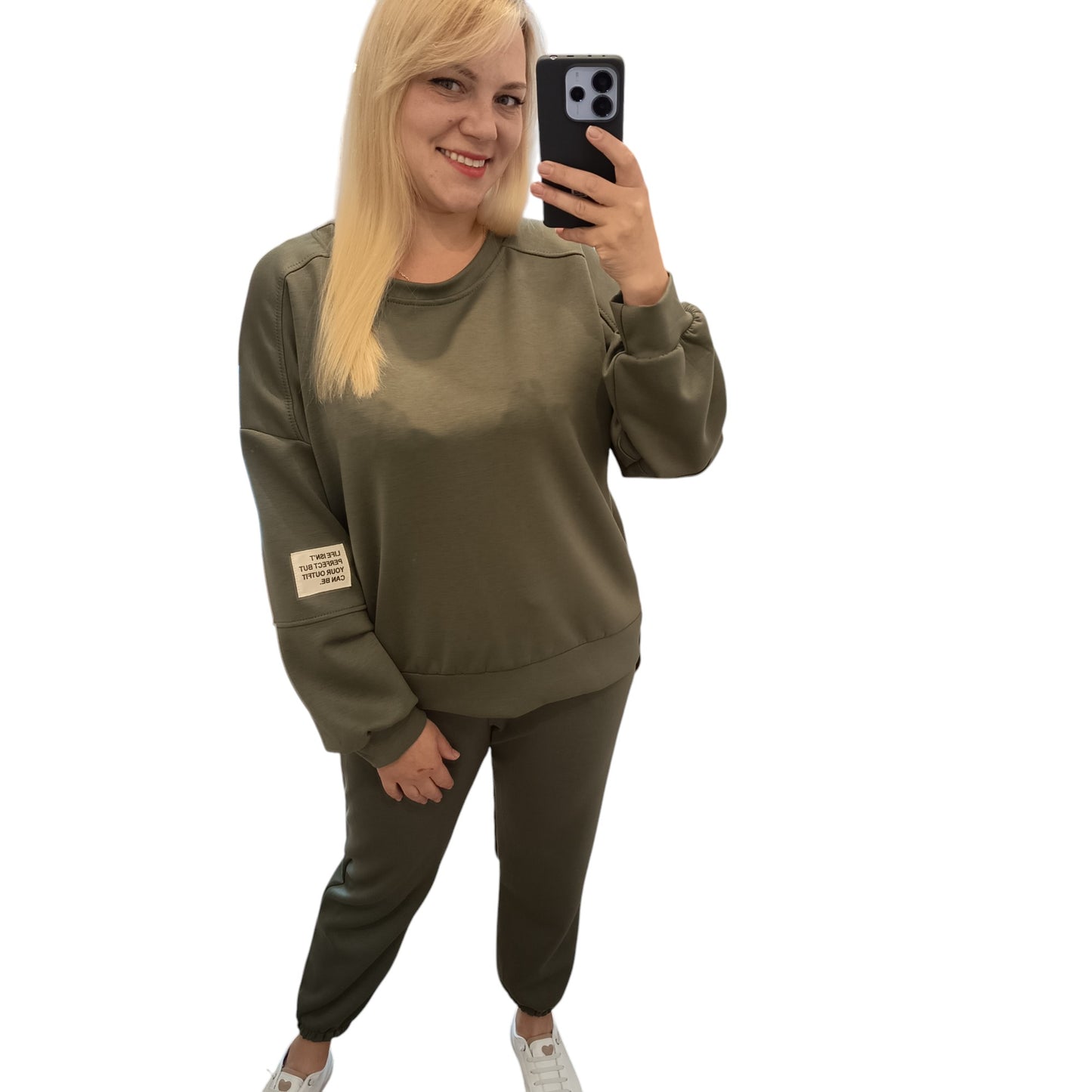 langärmliger Jogginganzug/ Jogging Zweiteiler in Oliv