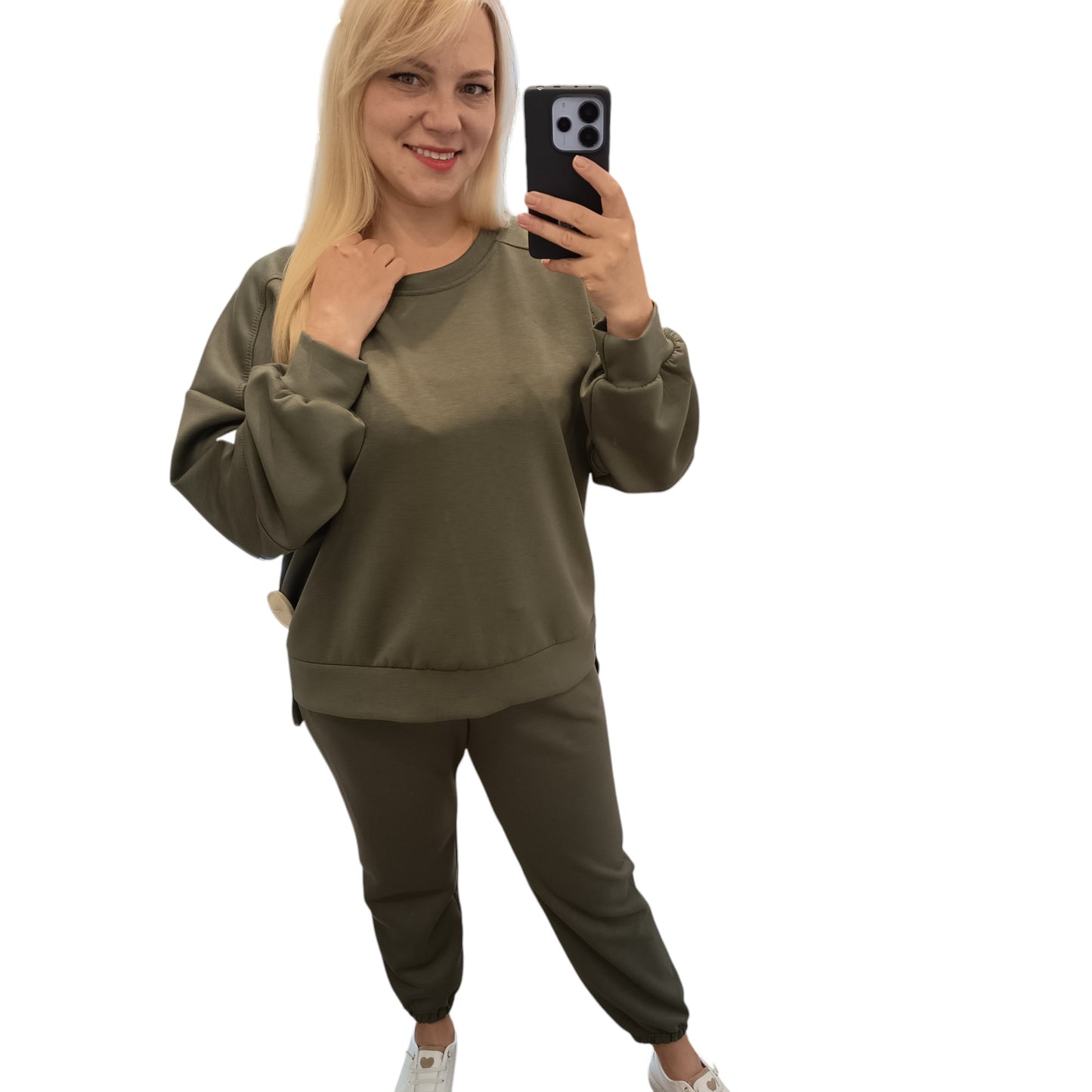 langärmliger Jogginganzug/ Jogging Zweiteiler in Oliv