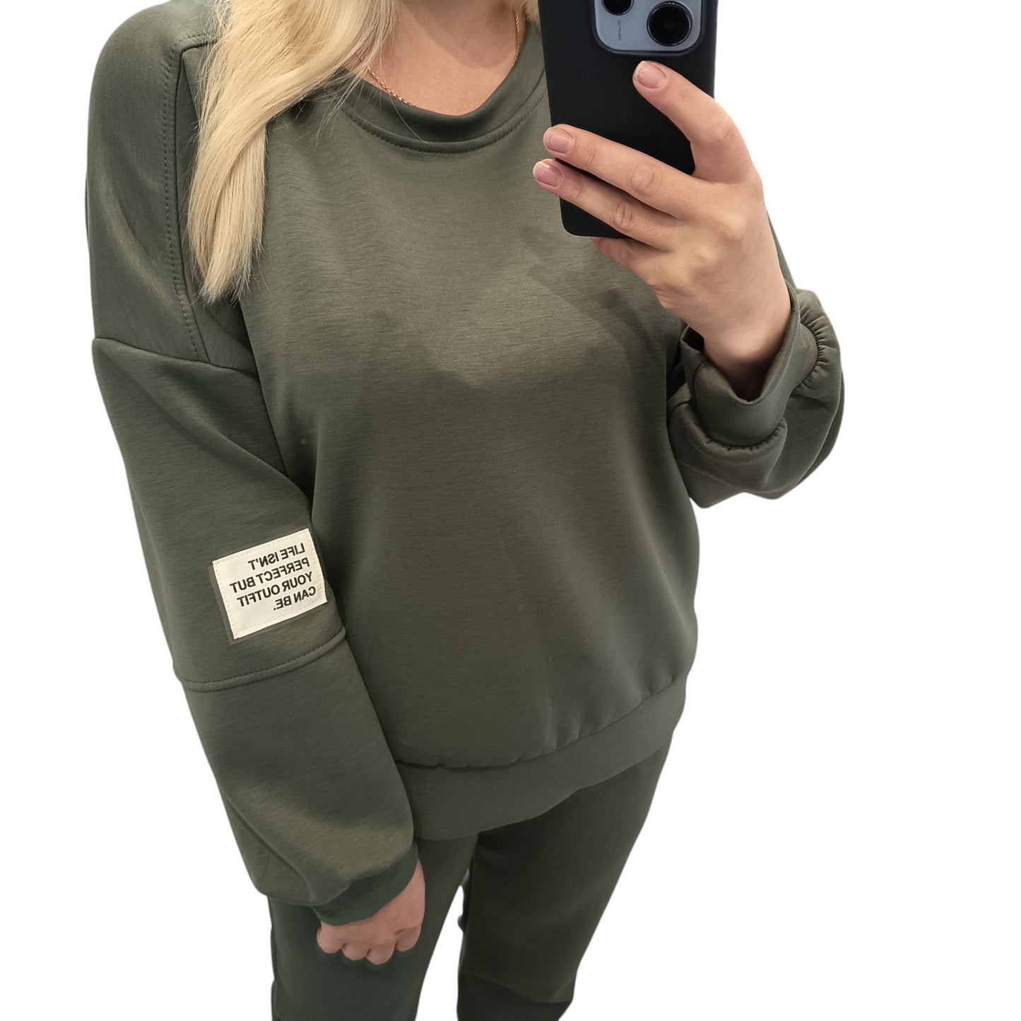 langärmliger Jogginganzug/ Jogging Zweiteiler in Oliv