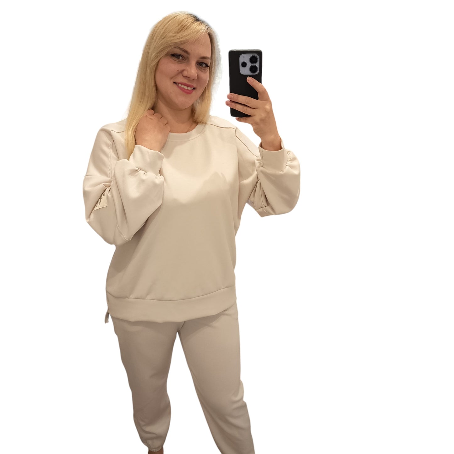 langärmliger Jogginganzug/ Jogging Zweiteiler in Beige