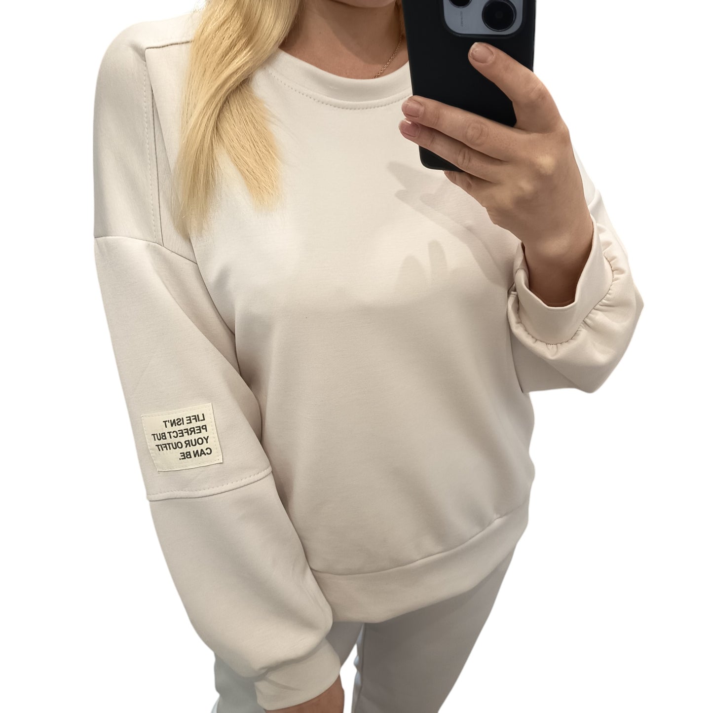 langärmliger Jogginganzug/ Jogging Zweiteiler in Beige