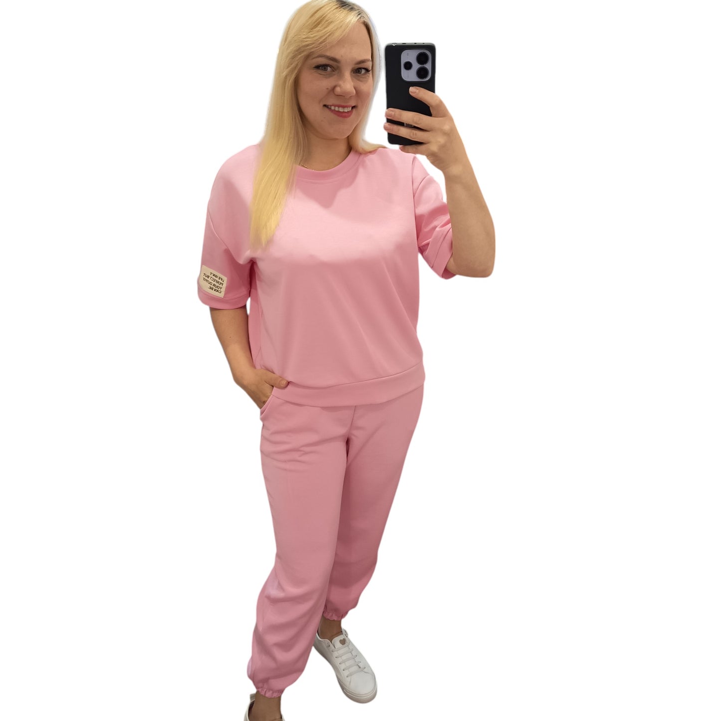 kurzärmliger Jogginganzug/ Jogging Zweiteiler in Rosa